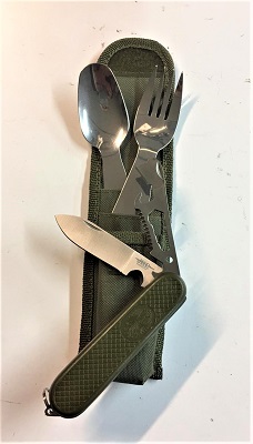 KIT CUBIERTO MILITAR ACAMPADA ACERO INOX